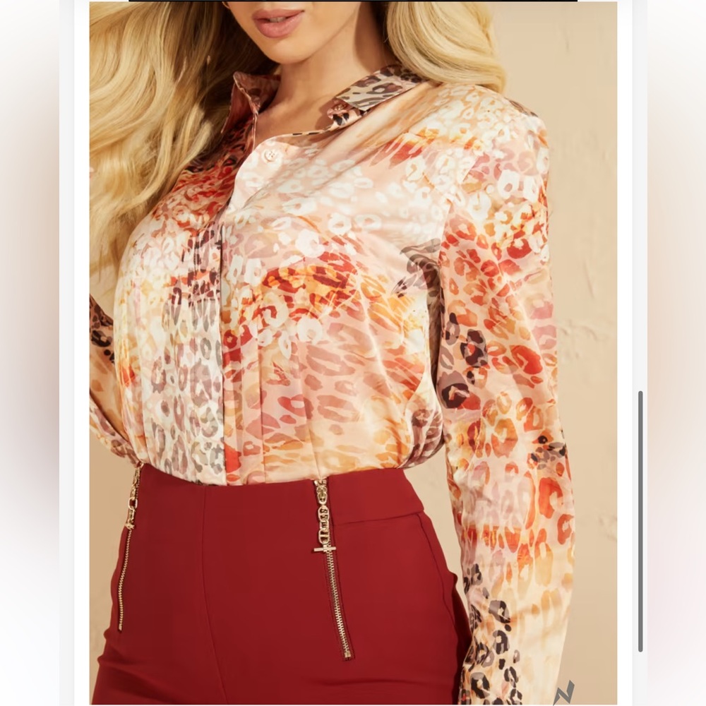 Marciano Multicolor Animal Print Blouse - Size L